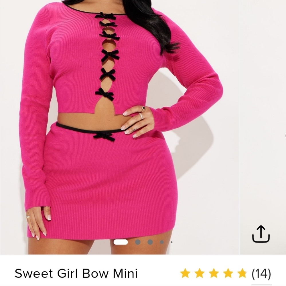 Pink Bow Detail Mini Skirt